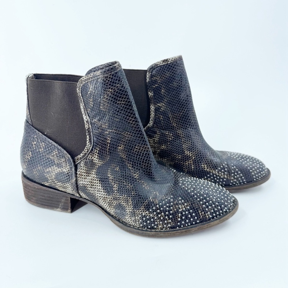 Donald J. Pliner Animal Print LeatheR Black and BROWN Ankle Boots SIZE 8M